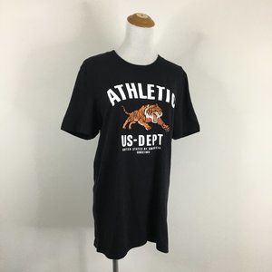 NWT LOVE AND HOPE & FAITH Black Multi-Color Tiger Embroidery Short Sleeve Shirt
